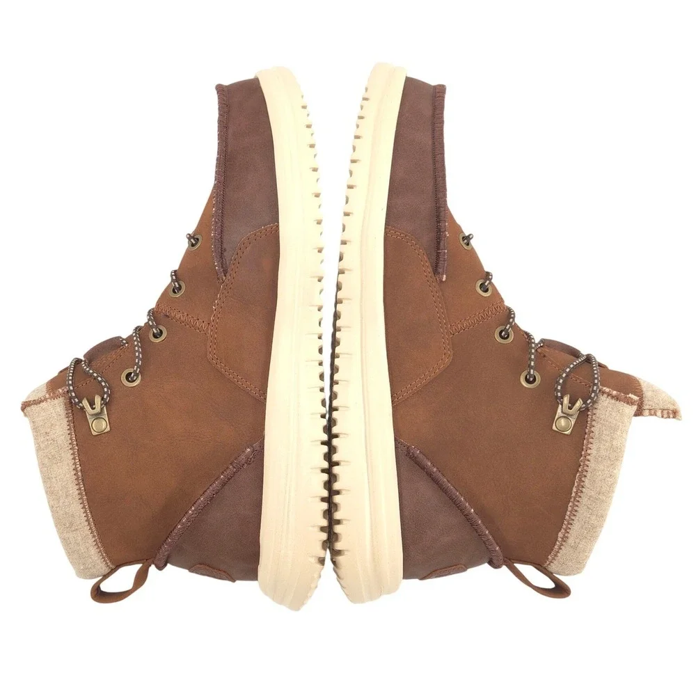 Hey Dude Bradley Classic Tumbled Boots Mens 9 Cognac Brown Water Repellent NEW